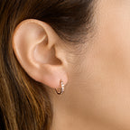 Klapoorringen zirkonia 14k roségoud