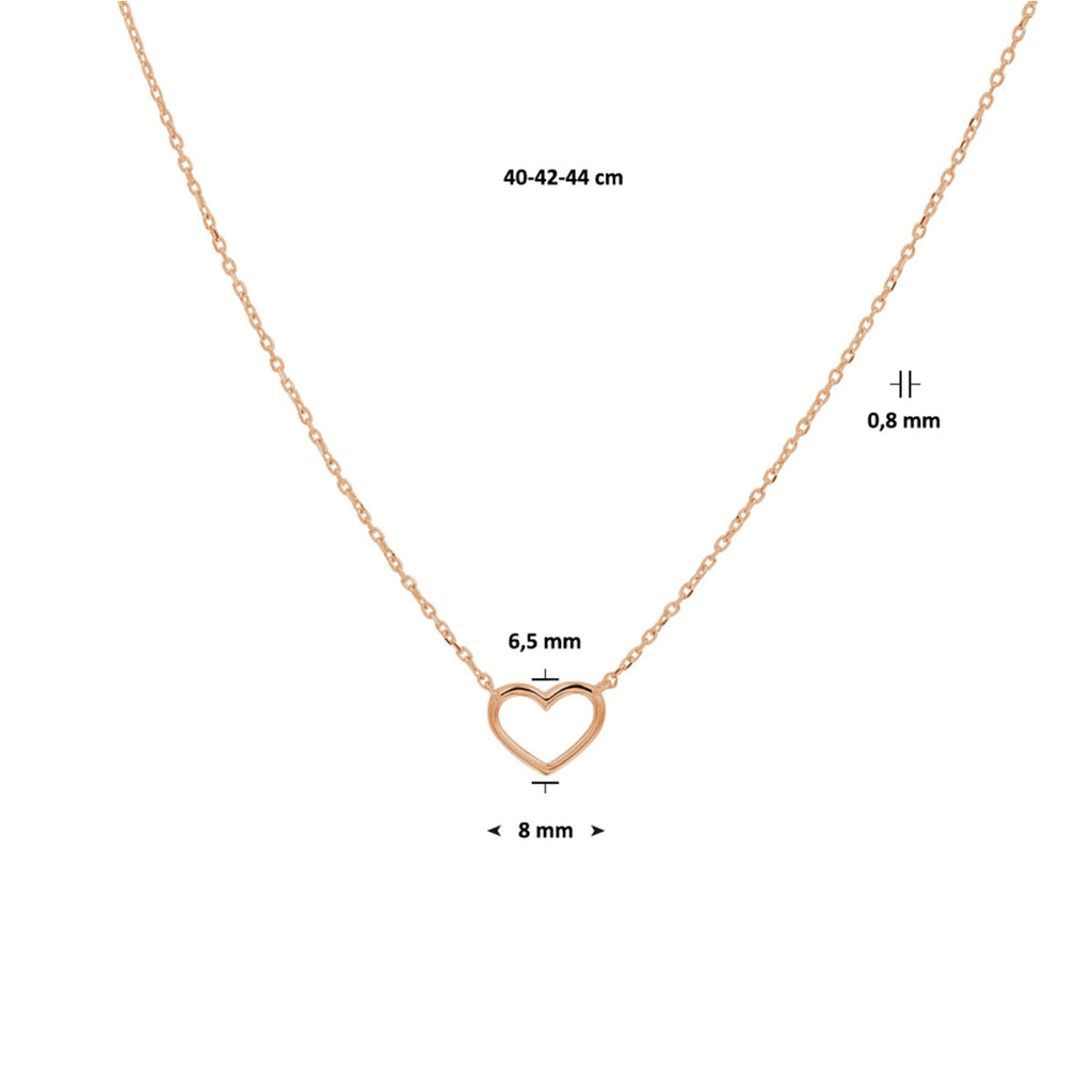 Collier hart 40 - 42 - 44 cm 14k roségoud