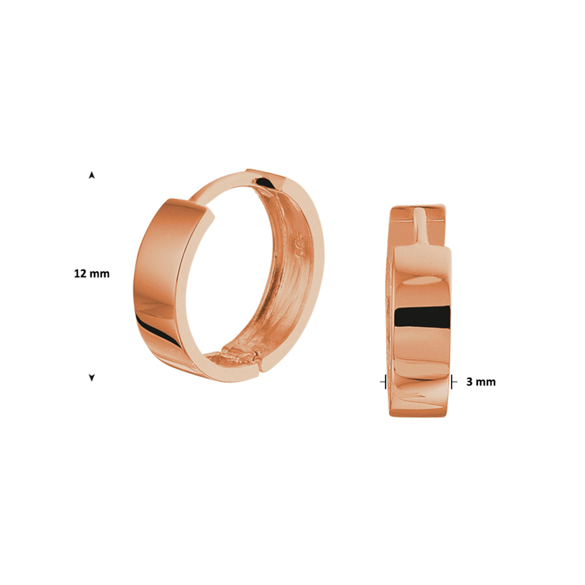 Klapoorringen 14k roségoud