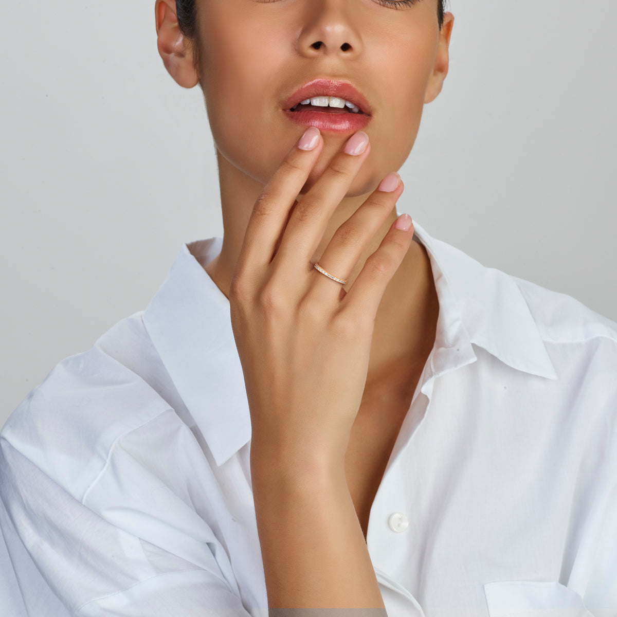 Aanschuifring zirkonia 14k roségoud