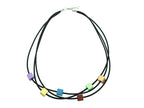 Handgemaakt Multi collier met vierkante blokjes op rubber