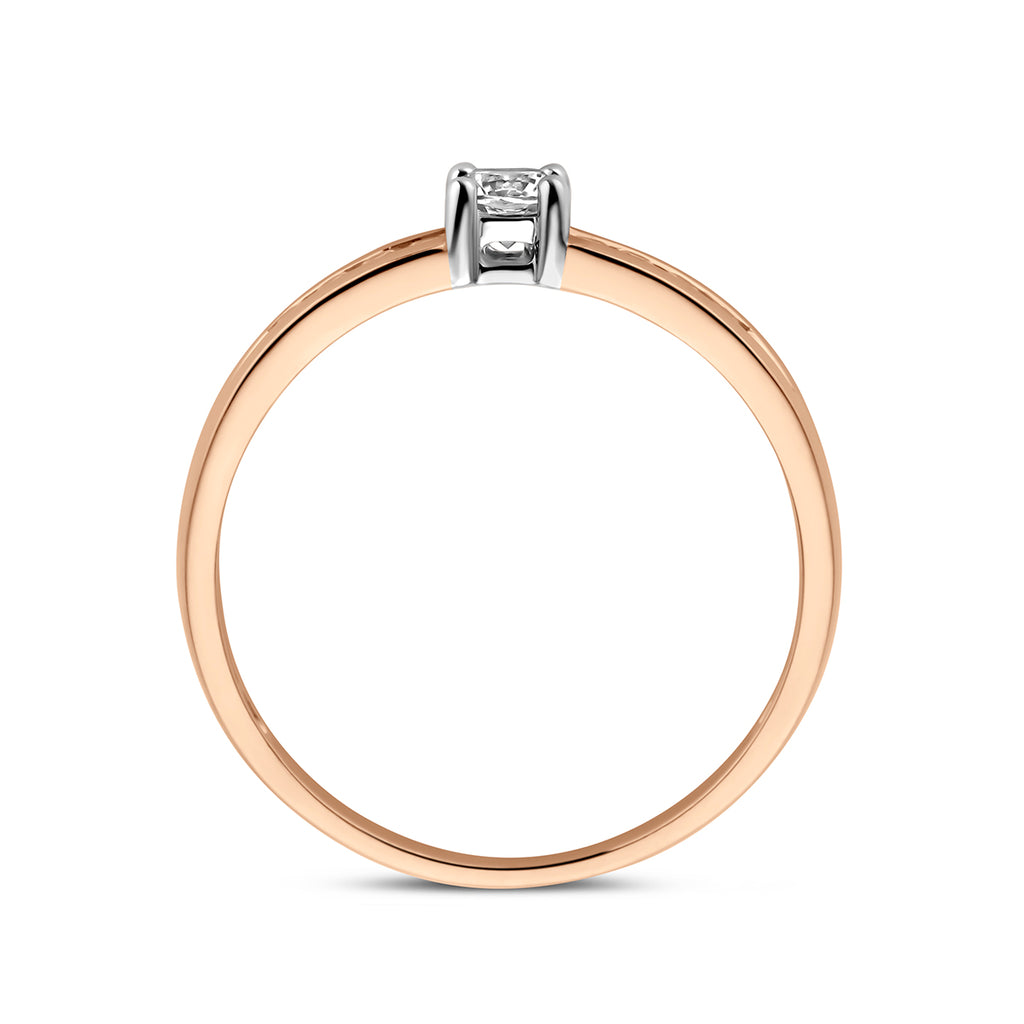 Ring zirkonia 14k bicolor goud rosé/wit