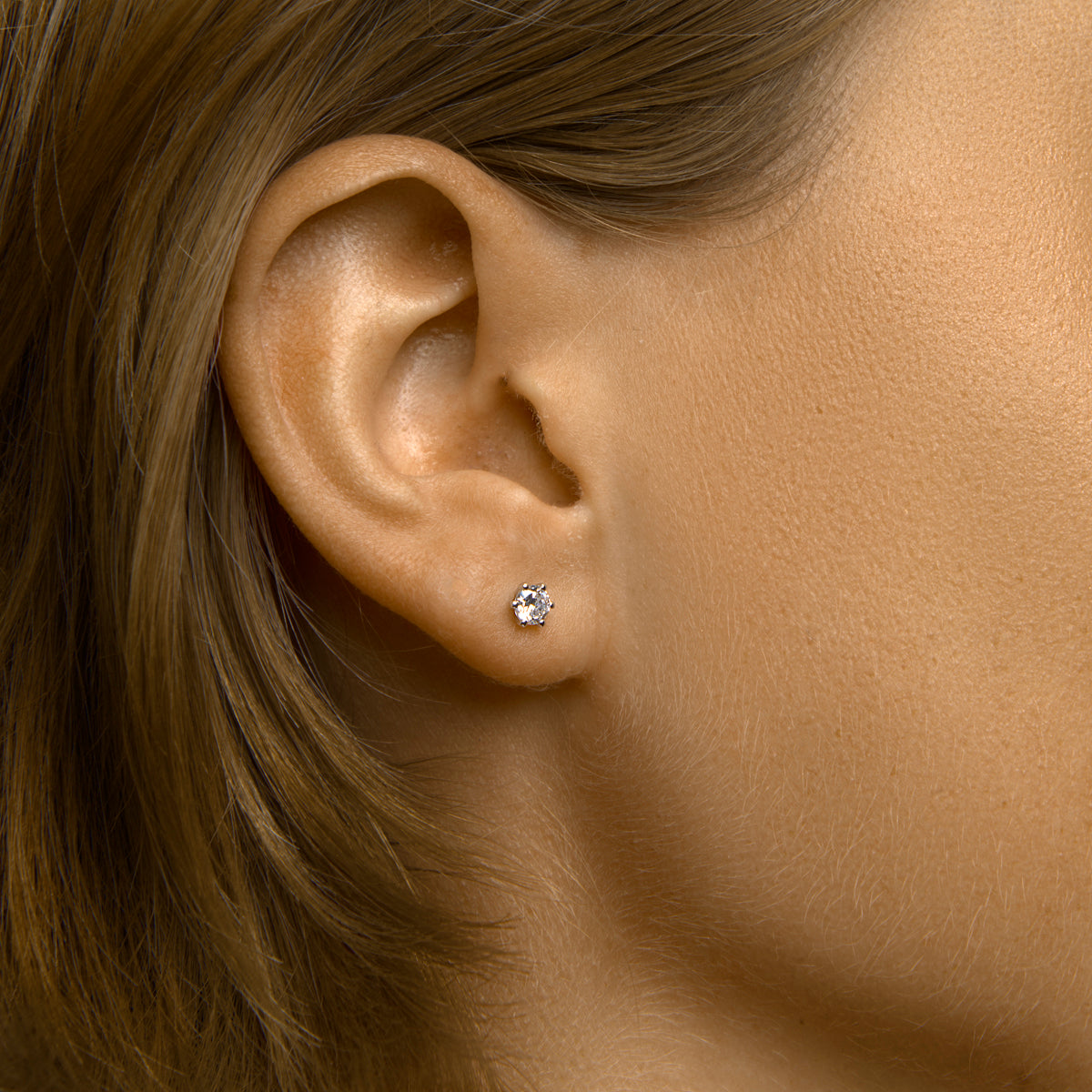 Oorknoppen zirkonia 14k witgoud met palladium