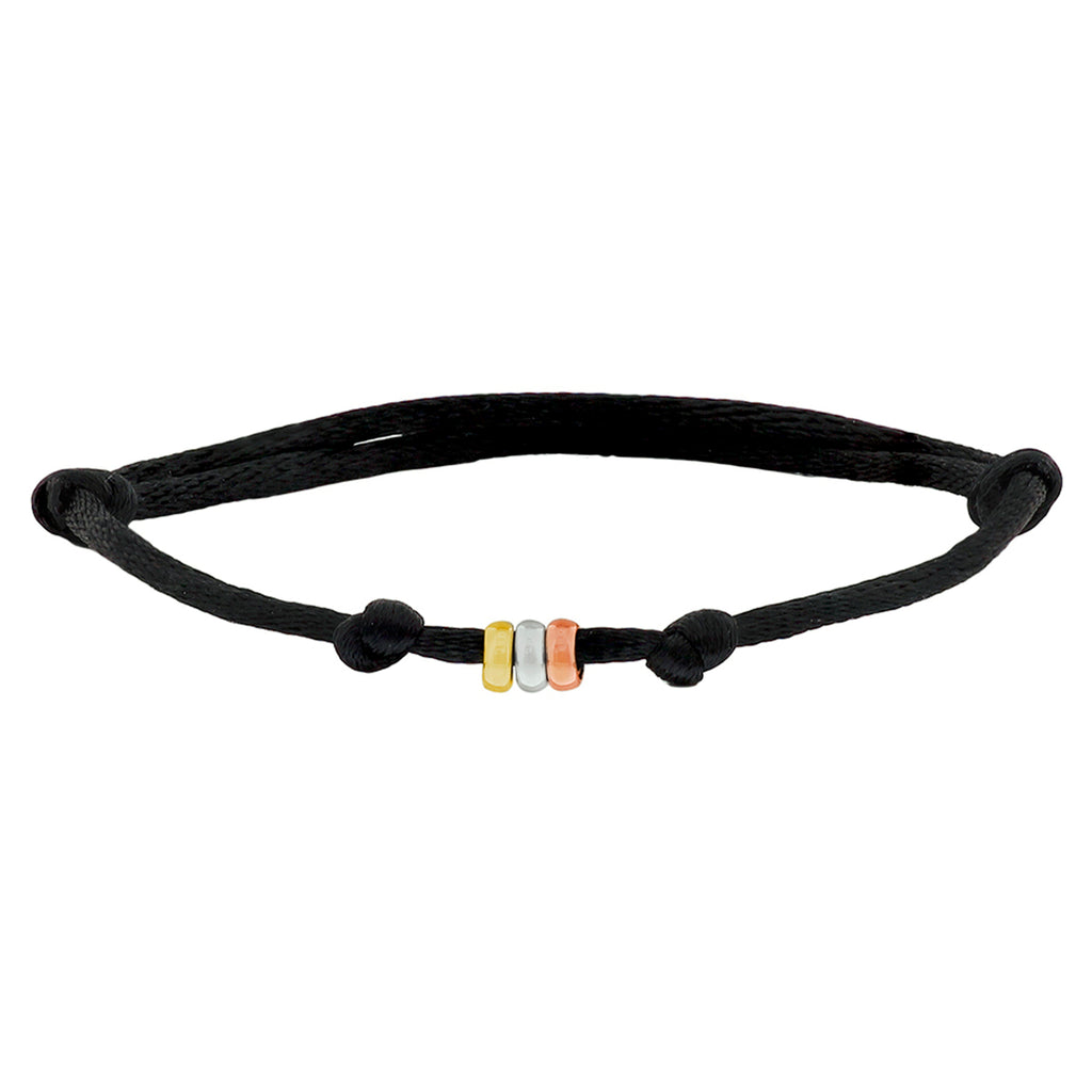 Armband satijn tricolor 14k goud met rubber/nylon/leer