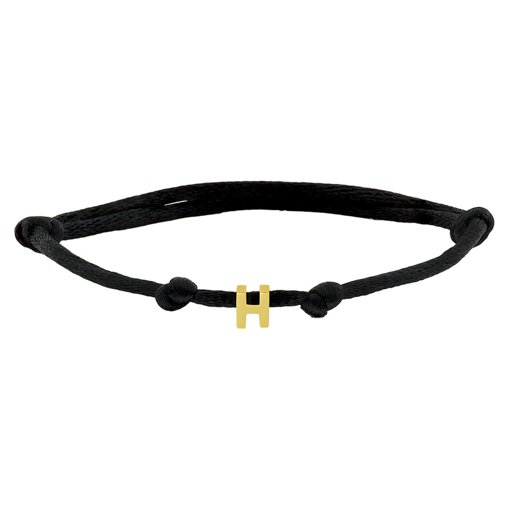 Armband satijn letter 14k goud met rubber/nylon/leer