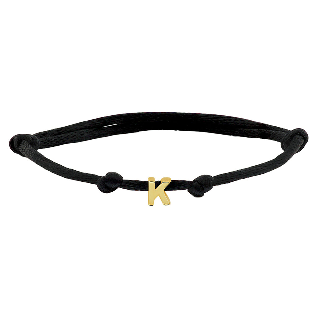 Armband satijn letter 14k goud met rubber/nylon/leer