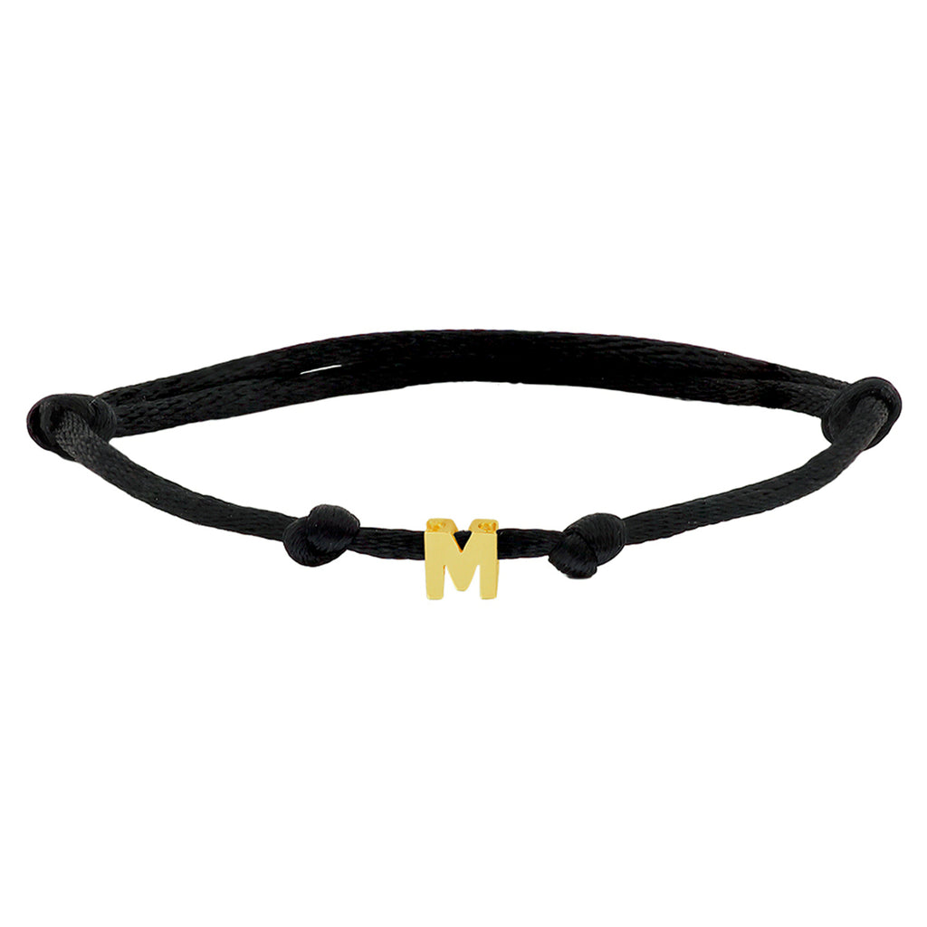 Armband satijn letter 14k goud met rubber/nylon/leer