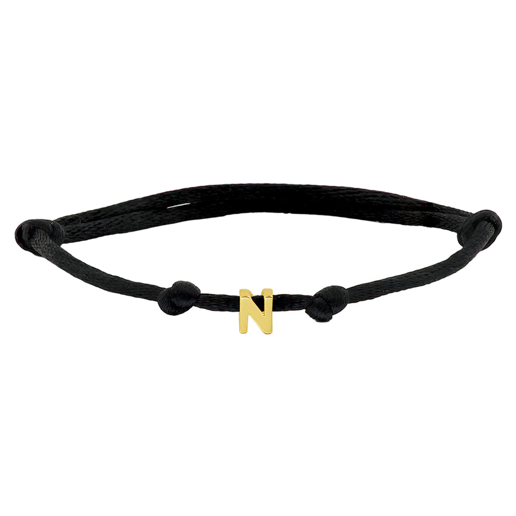 Armband satijn letter 14k goud met rubber/nylon/leer