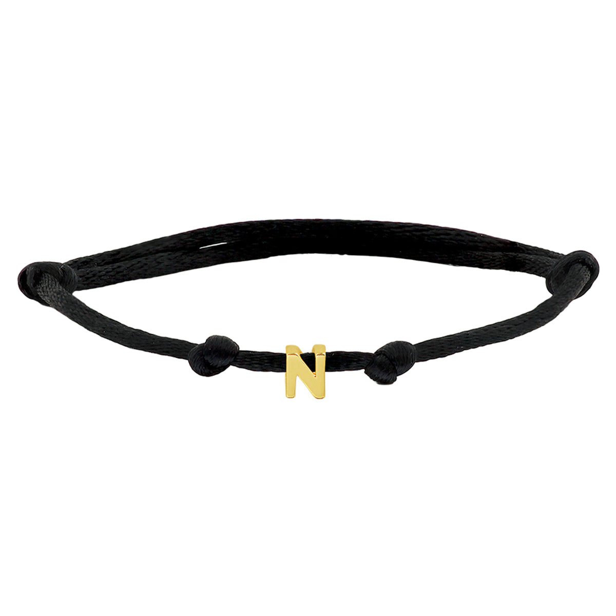 Armband satijn letter 14k goud met rubber/nylon/leer