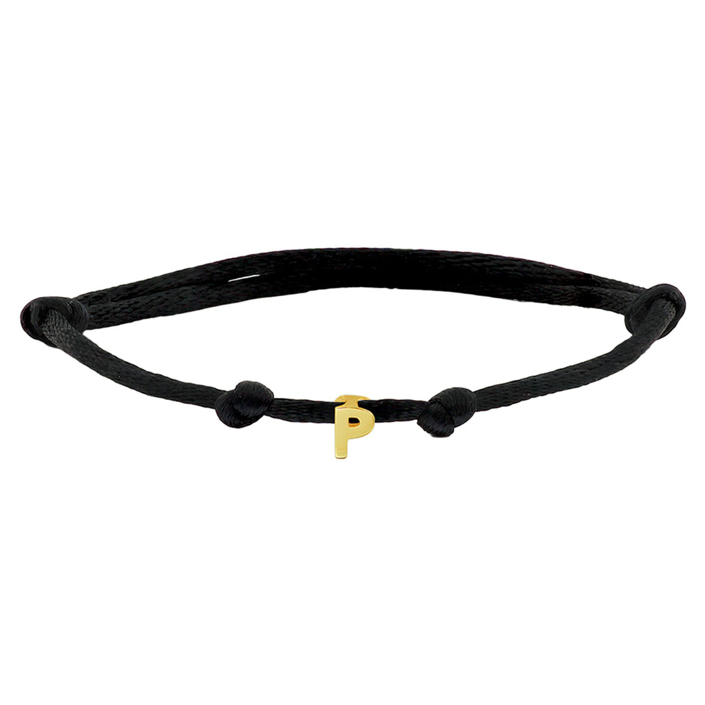 Armband satijn letter 14k goud met rubber/nylon/leer