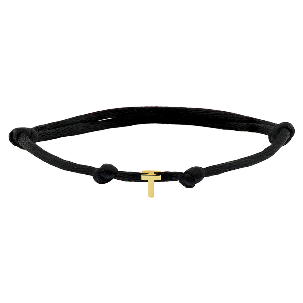 Armband satijn letter 14k goud met rubber/nylon/leer