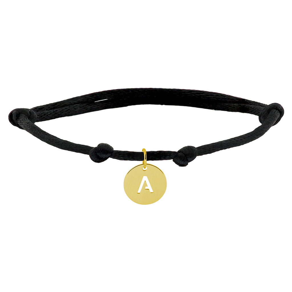 Armband satijn letter 14k goud met rubber/nylon/leer