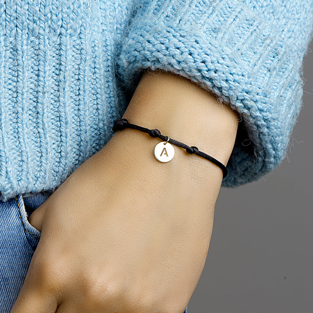 Armband satijn letter 14k goud met rubber/nylon/leer