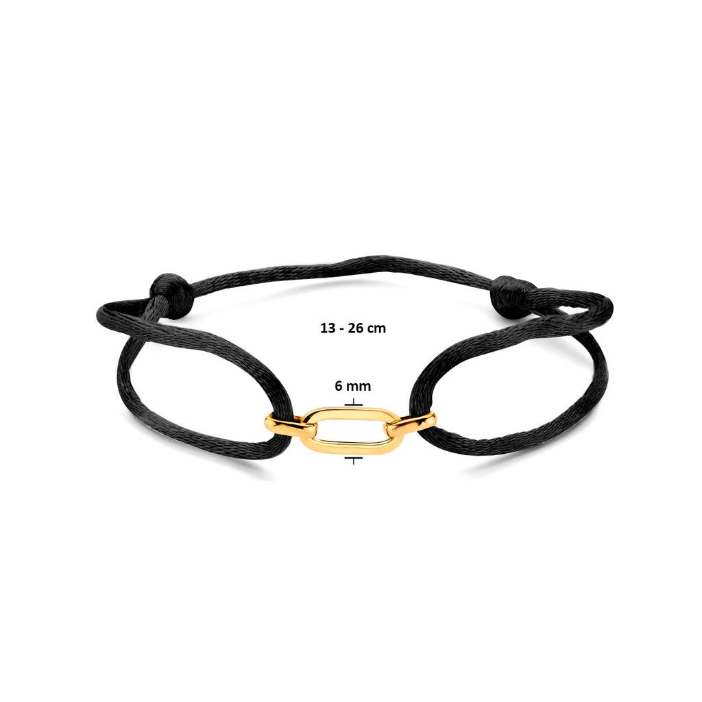 Armband satijn 14k goud met rubber/nylon/leer