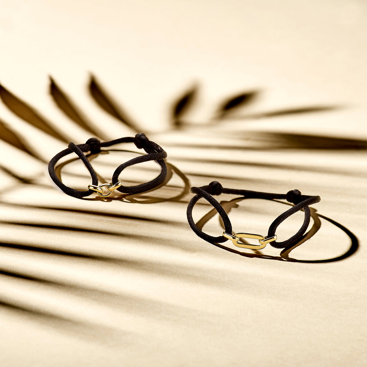 Armband satijn 14k goud met rubber/nylon/leer