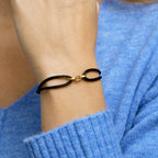 Armband satijn 14k goud met rubber/nylon/leer