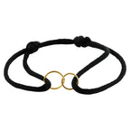 Armband satijn rondjes 14k goud met rubber/nylon/leer