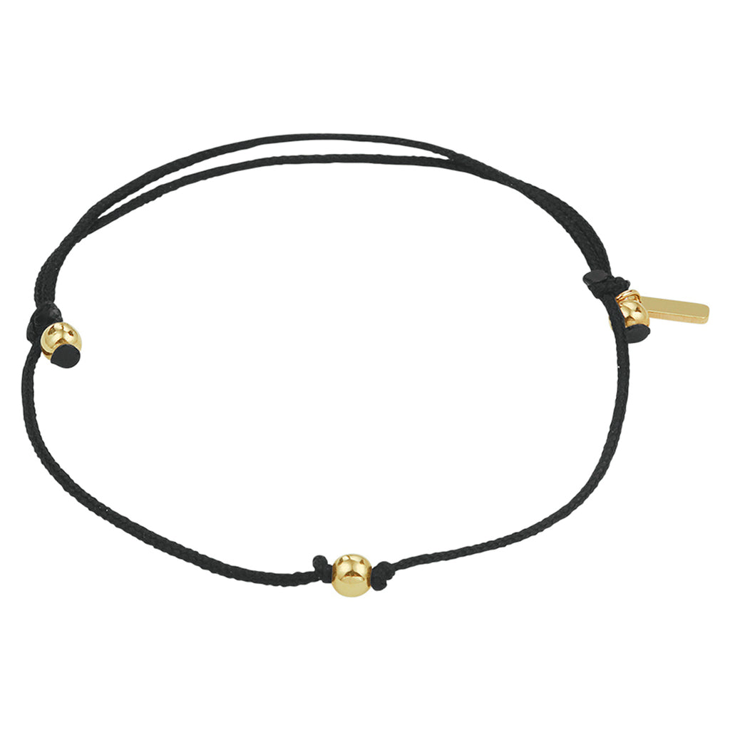 Armband katoen bolletje 13 - 19 cm 14k goud met rubber/nylon/leer