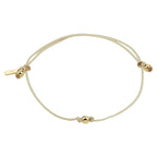 Armband katoen bolletje 13 - 19 cm 14k goud met rubber/nylon/leer