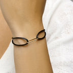 Armband satijn 14k goud met rubber/nylon/leer