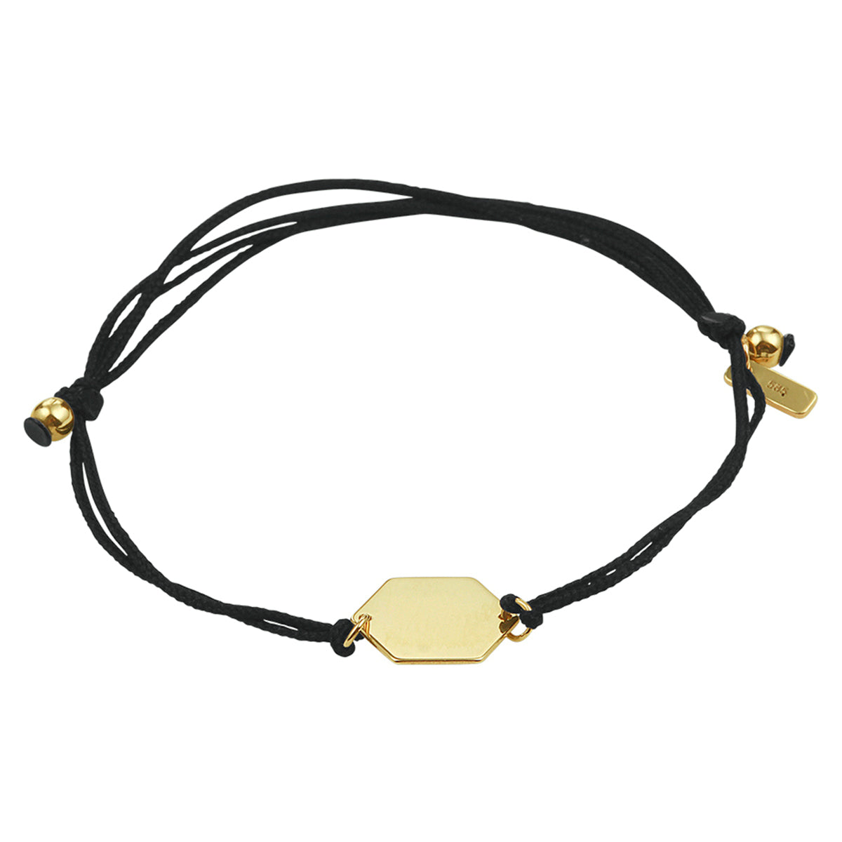 Armband katoen zeshoek 13 - 19 cm 14k goud met rubber/nylon/leer