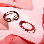 Armband satijn hartjes 14k goud met rubber/nylon/leer