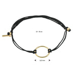 Armband katoen rondje 13 - 19 cm 14k goud met rubber/nylon/leer