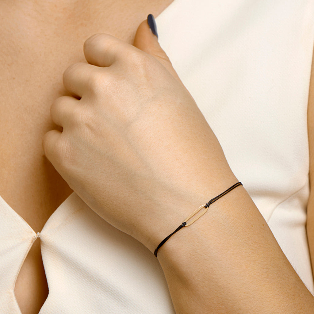 Armband katoen 13 - 19 cm 14k goud met rubber/nylon/leer