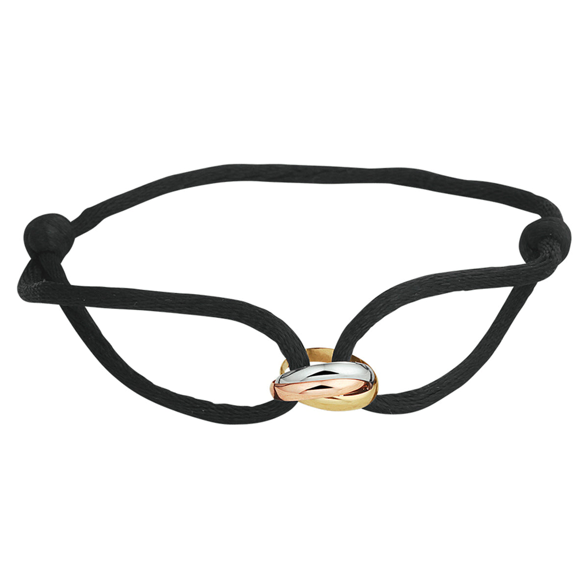 Armband satijn tricolor 14k goud met rubber/nylon/leer