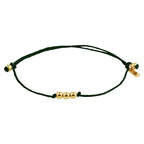 Armband katoen bolletjes 13 - 19 cm 14k goud met rubber/nylon/leer