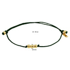 Armband katoen bolletjes 13 - 19 cm 14k goud met rubber/nylon/leer