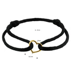 Armband satijn hart (kinder lengte) 14k goud met rubber/nylon/leer