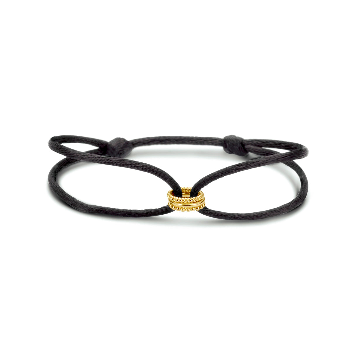 Armband satijn 14k goud met rubber/nylon/leer