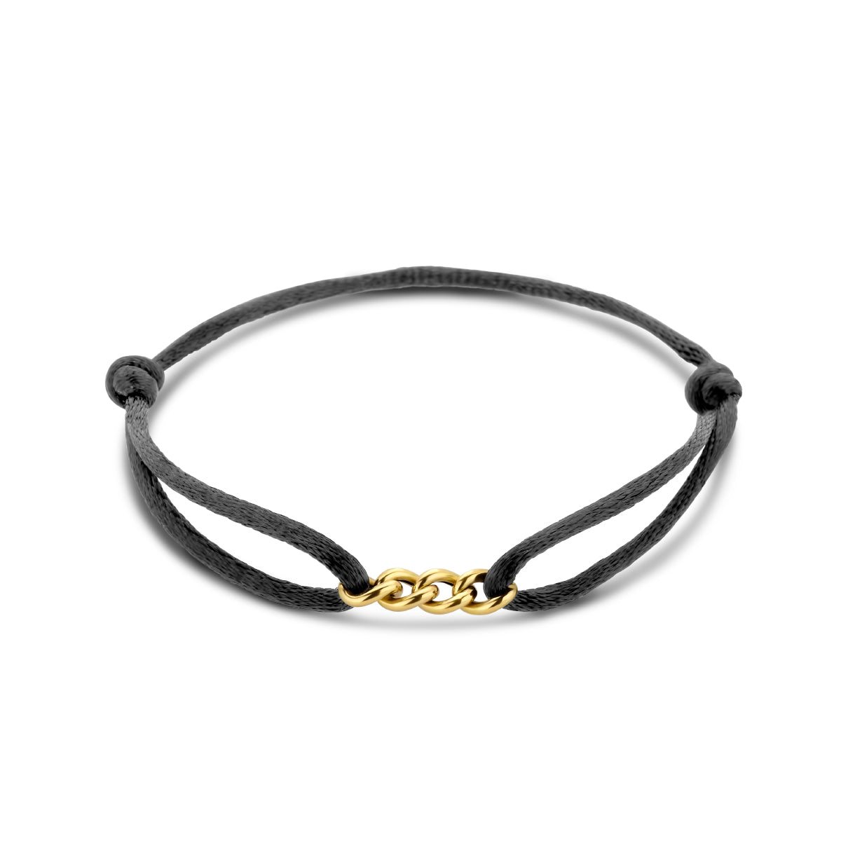 Armband satijn 14k goud met rubber/nylon/leer