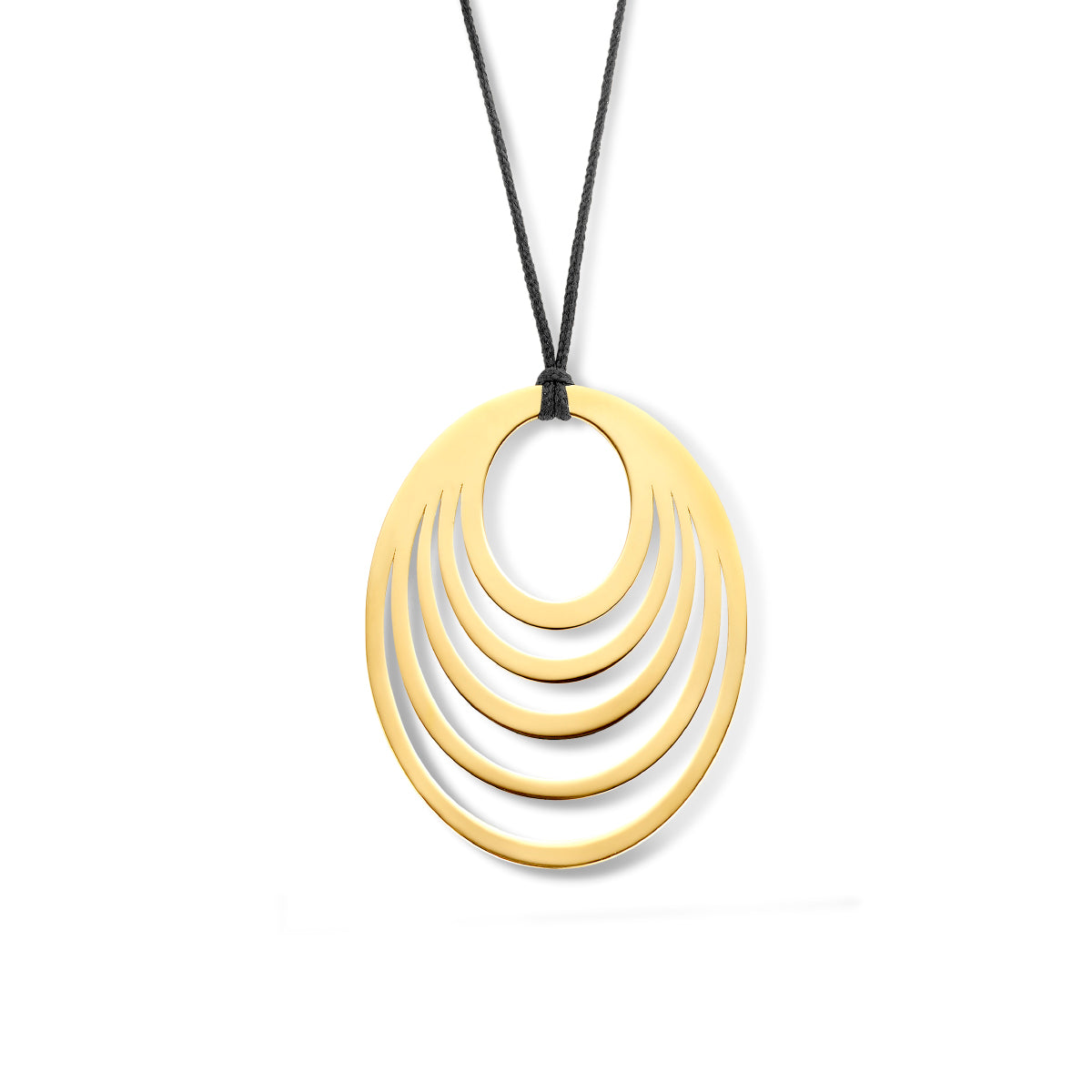 Collier cirkels 60 cm 14k goud met rubber/nylon/leer