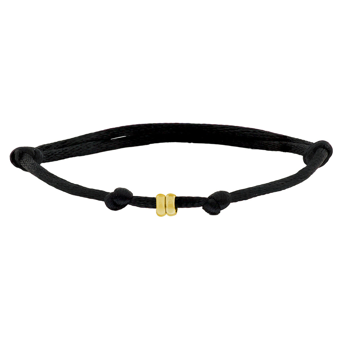 Armband satijn (heren lengte) 14k goud met rubber/nylon/leer