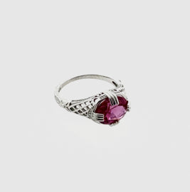 Handgemaakte zilveren ruby ring