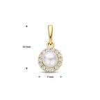 hanger parel en zirkonia 13 mm 14K geelgoud