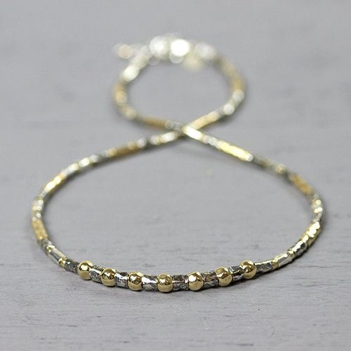 Collier buisjes zilver oxy en verguld zilver