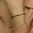 Armband Satin schwarz Herz 13 - 26 cm 14K Gold mit Gummi/Nylon/Leder