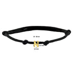 Armband Satin schwarz Buchstabe 13 - 26 cm 14K Gold mit Gummi/Nylon/Leder