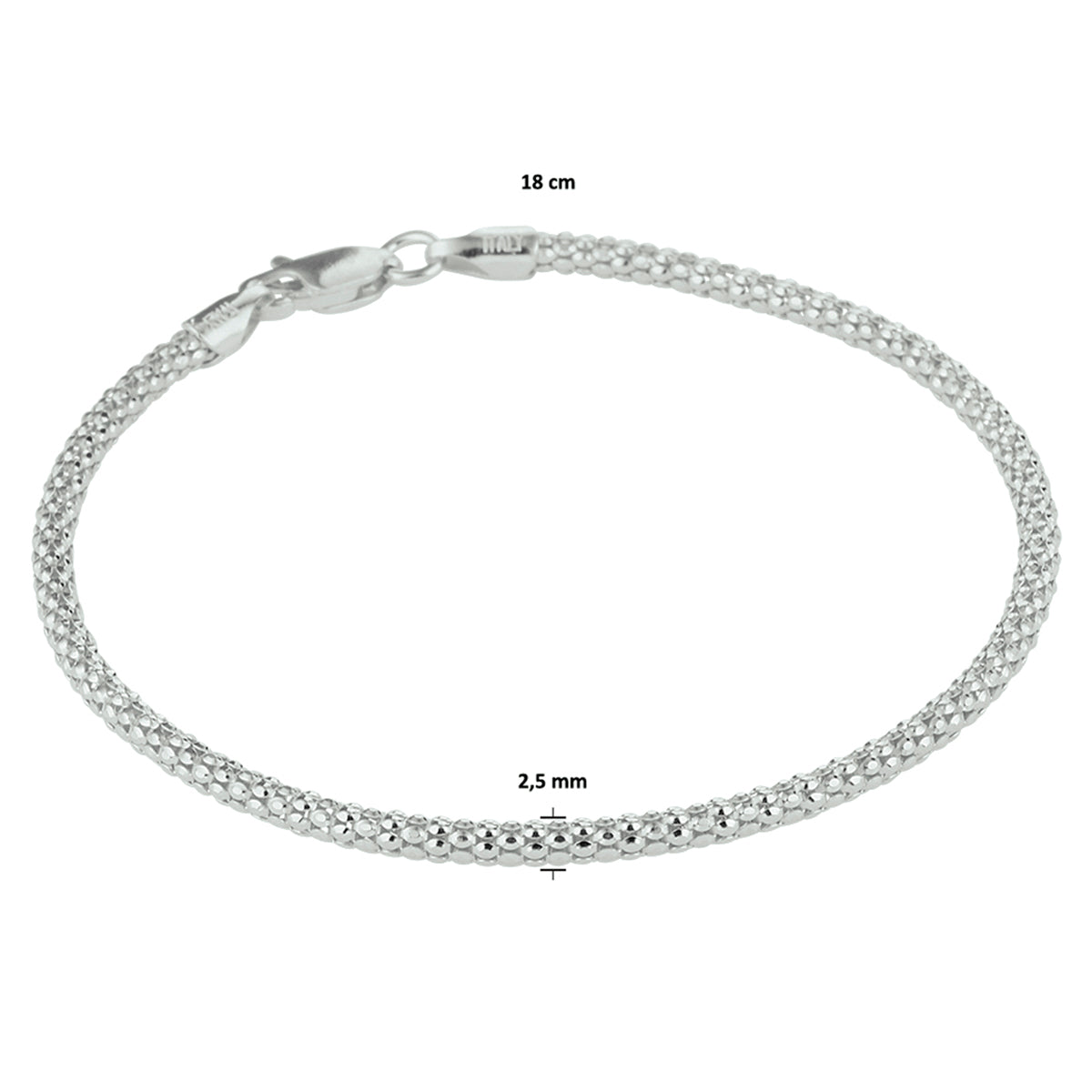 Armband 2,5 mm 18 cm Silber rhodiniert