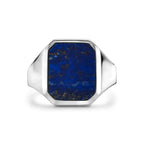 Siegelring massiv Lapislazuli 13 x 11 mm Silber rhodiniert