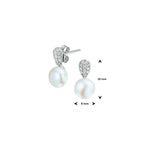 oorknoppen parel en zirkonia zilver gerhodineerd