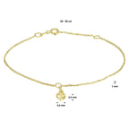 Fußkettchen Herz 1,0 mm 24 - 26 cm 14K Gelbgold