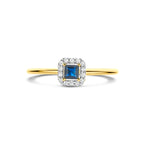 ring saffier en diamant 0.07ct h si 14K geelgoud