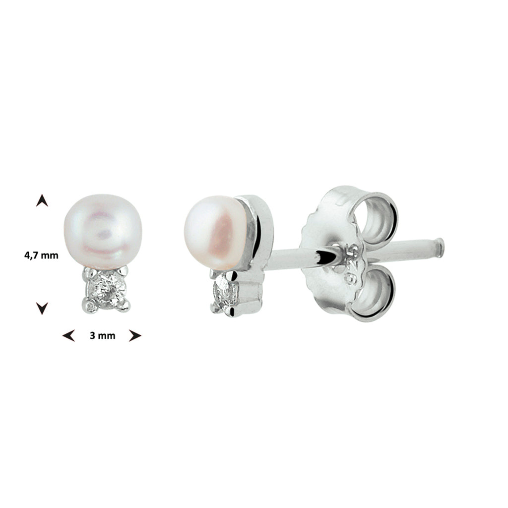 Ohrstecker Perle und Zirkonia Silber rhodiniert