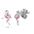Ohrstecker Flamingo Emaille rhodiniertes Silber