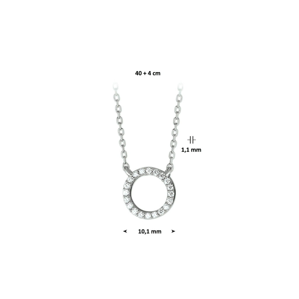 Zirkonia-Halskette 40 + 4 cm Silber rhodiniert
