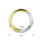 hanger rondje zirkonia bicolor gestift 15 mm 14K geelgoud